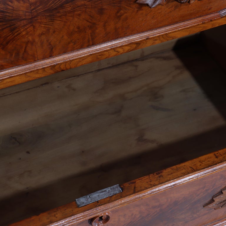 Renaissance Revival Mirrored Drop Center Walnut & Marble Dresser C1890