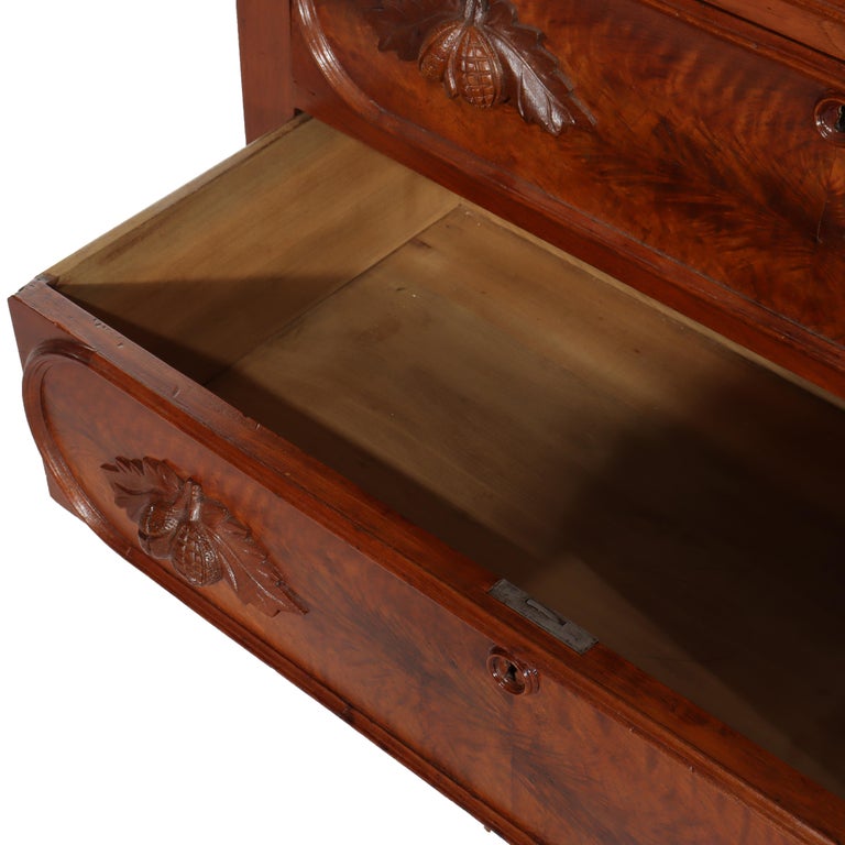 Renaissance Revival Mirrored Drop Center Walnut & Marble Dresser C1890