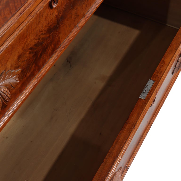 Renaissance Revival Mirrored Drop Center Walnut & Marble Dresser C1890