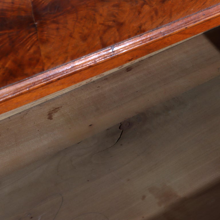 Renaissance Revival Mirrored Drop Center Walnut & Marble Dresser C1890