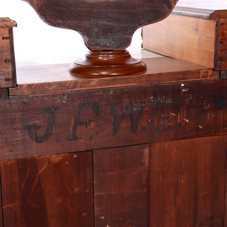 Renaissance Revival Mirrored Drop Center Walnut & Marble Dresser C1890