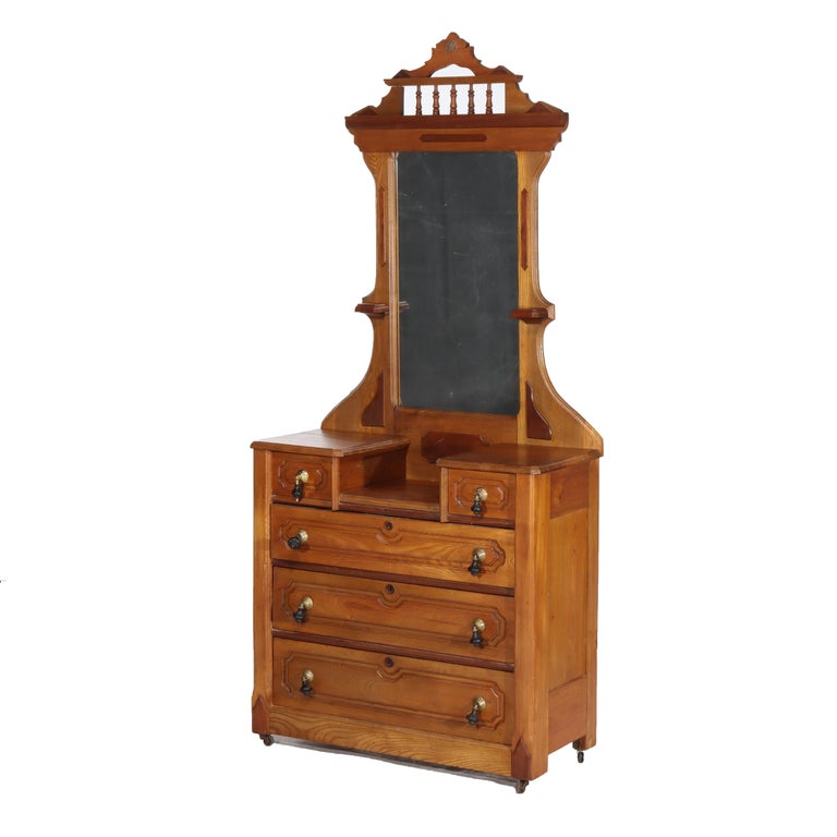 Renaissance Revival Mirrored Walnut Drop-Center Dresser C1890