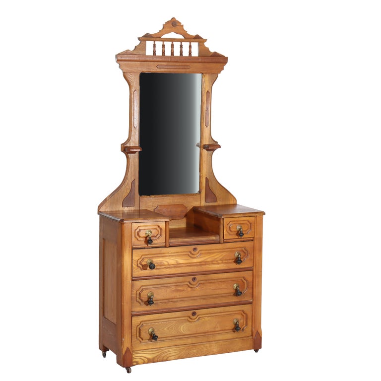 Renaissance Revival Mirrored Walnut Drop-Center Dresser C1890