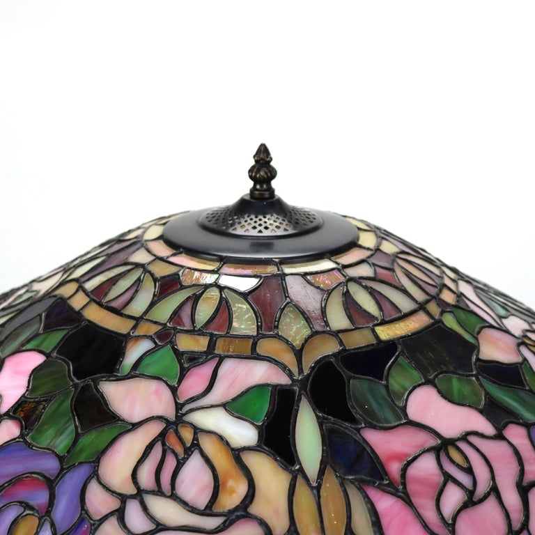 Arts & Crafts Leaded Stained Glass Table Lamp 20thC