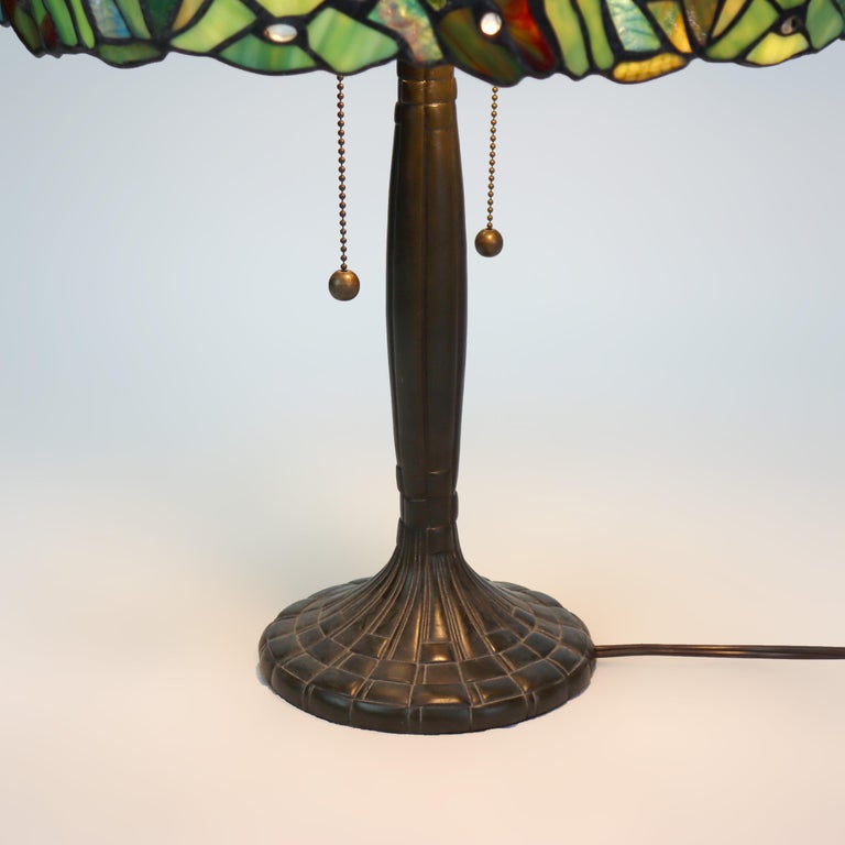 Arts & Crafts Leaded Stained Glass Table Lamp 20thC
