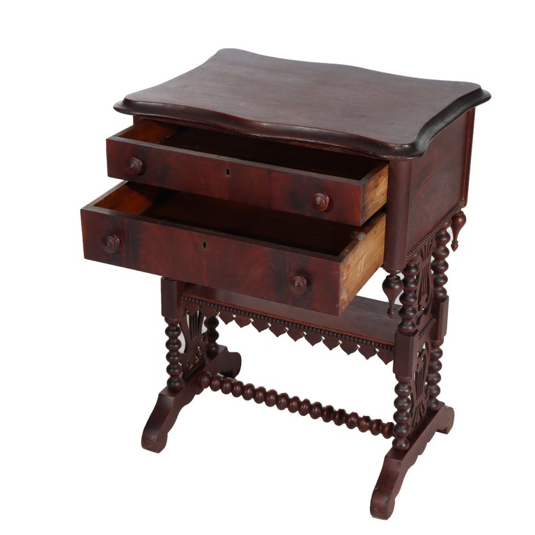 Renaissance Revival Mahogany Work Stand With Lyre Form Trestle Base C1890