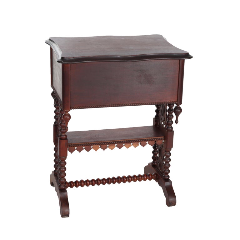 Renaissance Revival Mahogany Work Stand With Lyre Form Trestle Base C1890