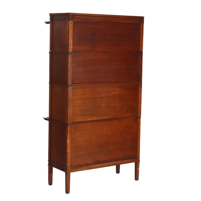 Arts & Crafts Macey Satinwood Banded Mahogany Barrister Bookcase C1920