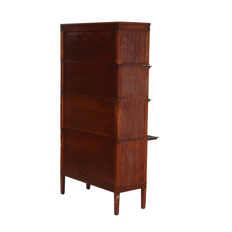 Arts & Crafts Macey Satinwood Banded Mahogany Barrister Bookcase C1920