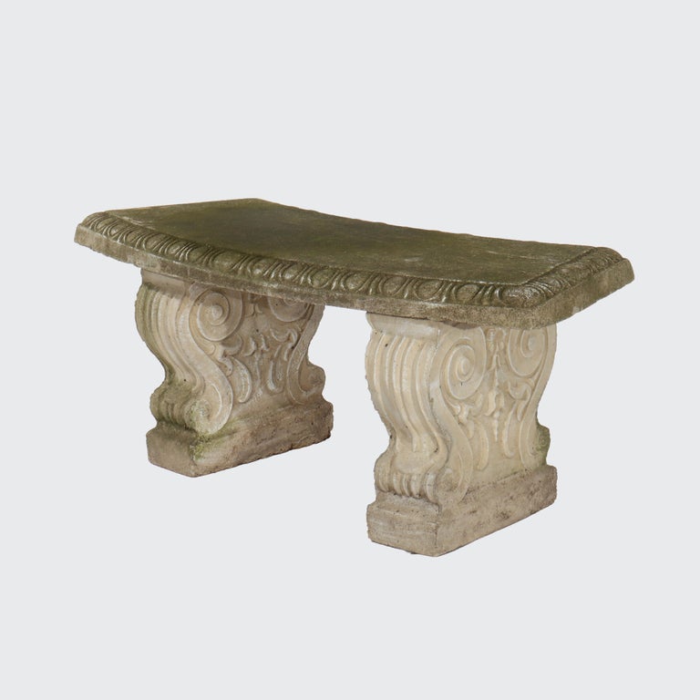 Antique Concrete Garden Bench C1920