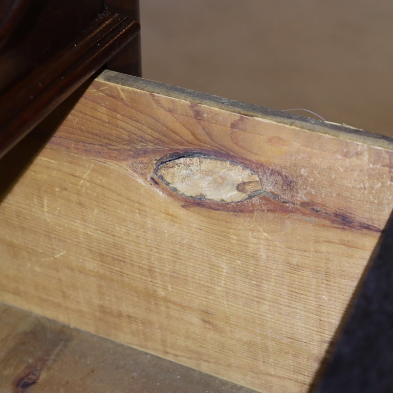 Antique Carved Walnut 3-Drawer Commode With Backsplash & Shelves c1890