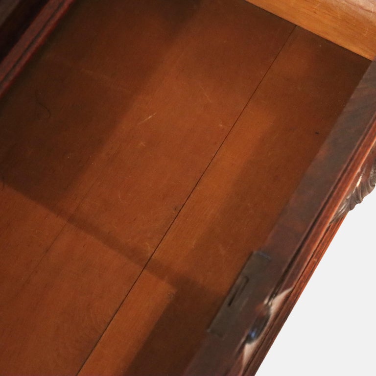 Antique Carved Walnut 3-Drawer Commode With Backsplash & Shelves c1890