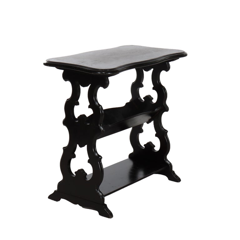Antique Ebonized Cherry Cut Out Side Table C1900