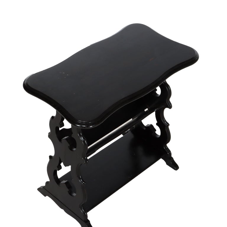 Antique Ebonized Cherry Cut Out Side Table C1900