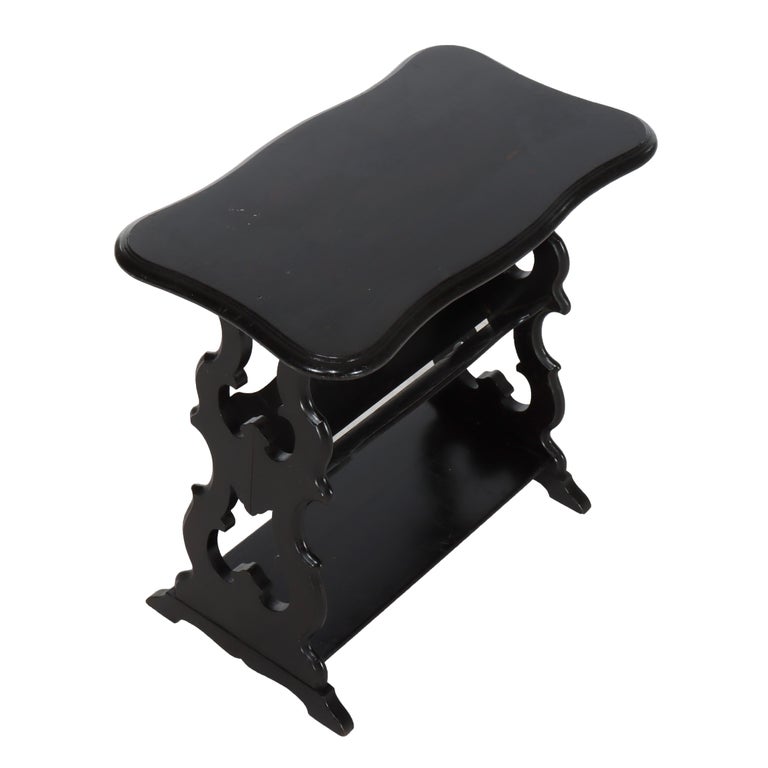 Antique Ebonized Cherry Cut Out Side Table C1900