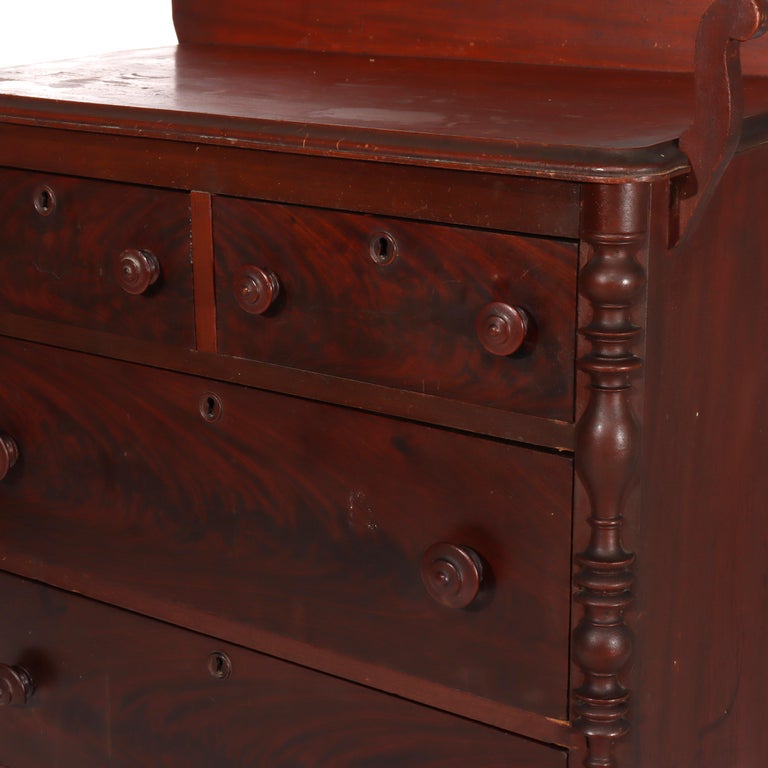 Antique Faux Flame Mahogany Painted Washstand With Backsplash & Towel Rack c1890