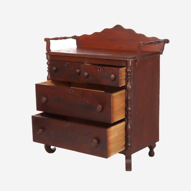 Antique Faux Flame Mahogany Painted Washstand With Backsplash & Towel Rack c1890