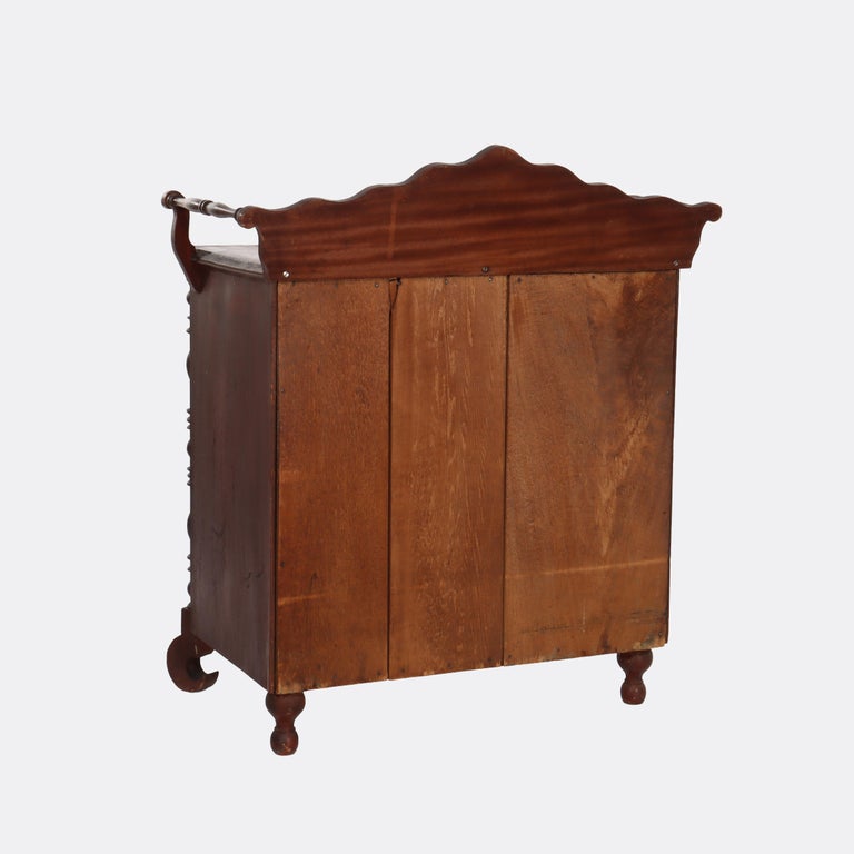 Antique Faux Flame Mahogany Painted Washstand With Backsplash & Towel Rack c1890