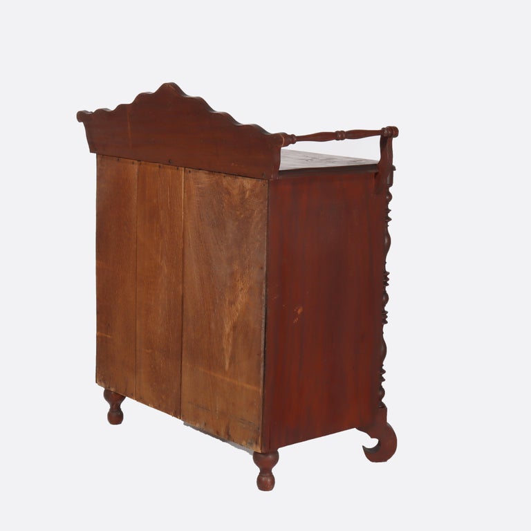 Antique Faux Flame Mahogany Painted Washstand With Backsplash & Towel Rack c1890
