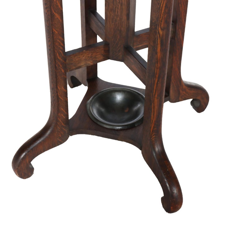 Antique Stickley School Arts & Crafts Oak Hat Rack & Umbrella Stand C1920