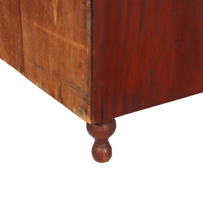 Antique Faux Flame Mahogany Painted Washstand With Backsplash & Towel Rack c1890