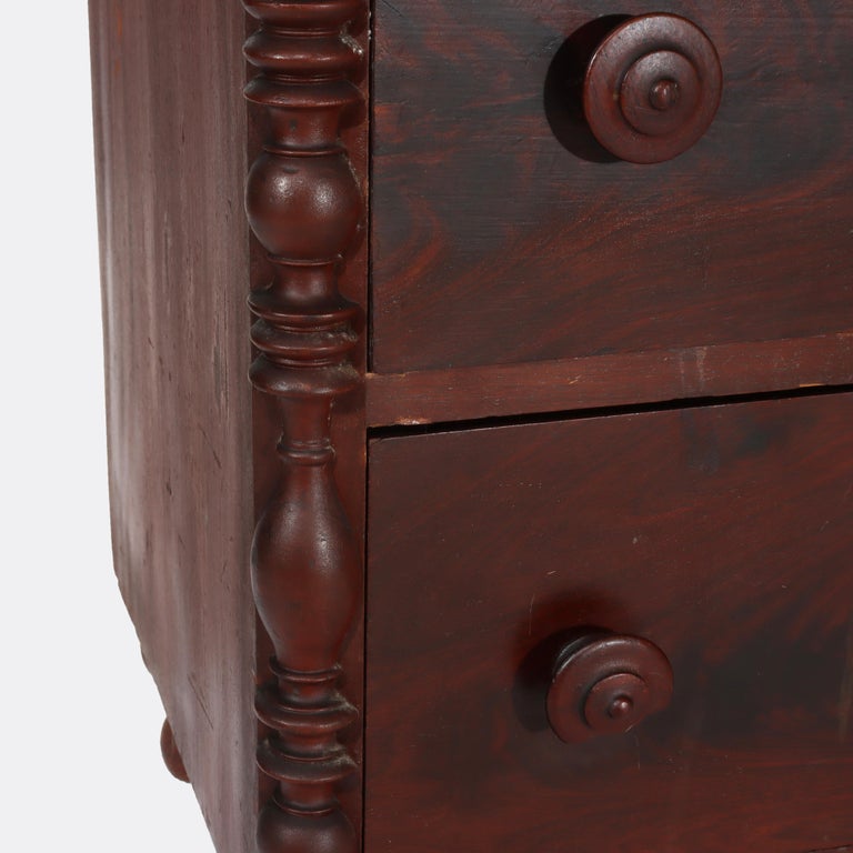 Antique Faux Flame Mahogany Painted Washstand With Backsplash & Towel Rack c1890