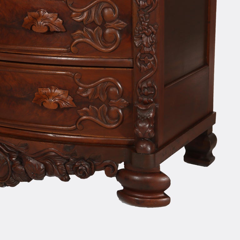 Antique Victorian Rococo Carved Walnut Marble Top Dresser With Mirror c1890