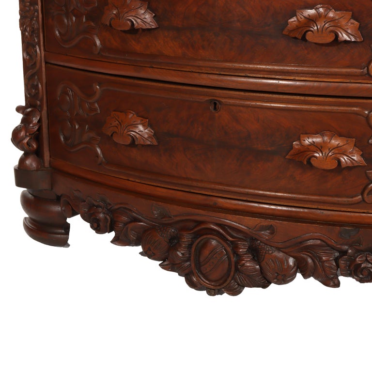Antique Victorian Rococo Carved Walnut Marble Top Dresser With Mirror c1890