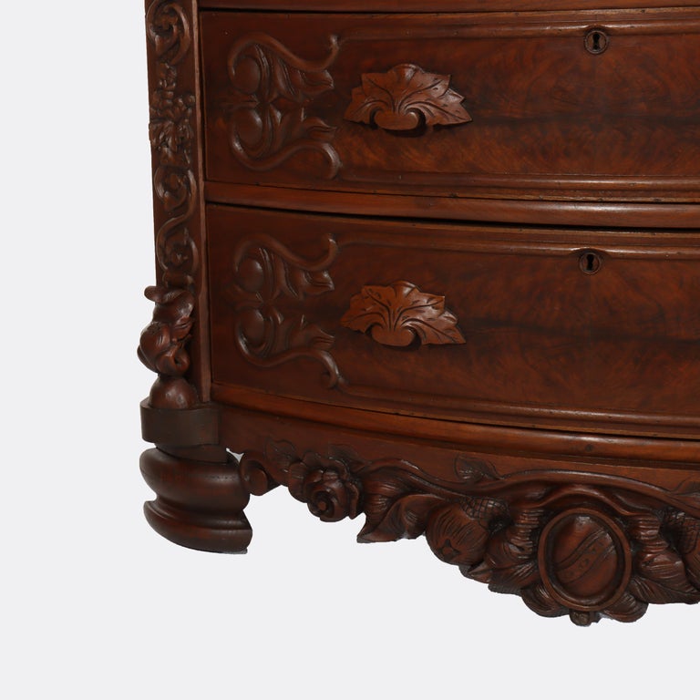 Antique Victorian Rococo Carved Walnut Marble Top Dresser With Mirror c1890