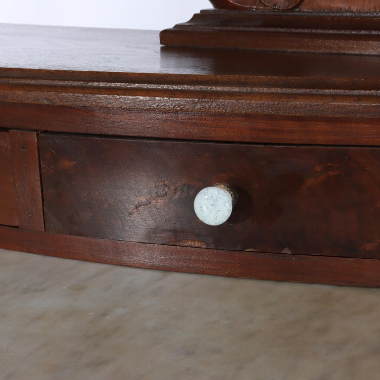 Antique Victorian Rococo Carved Walnut Marble Top Dresser With Mirror c1890