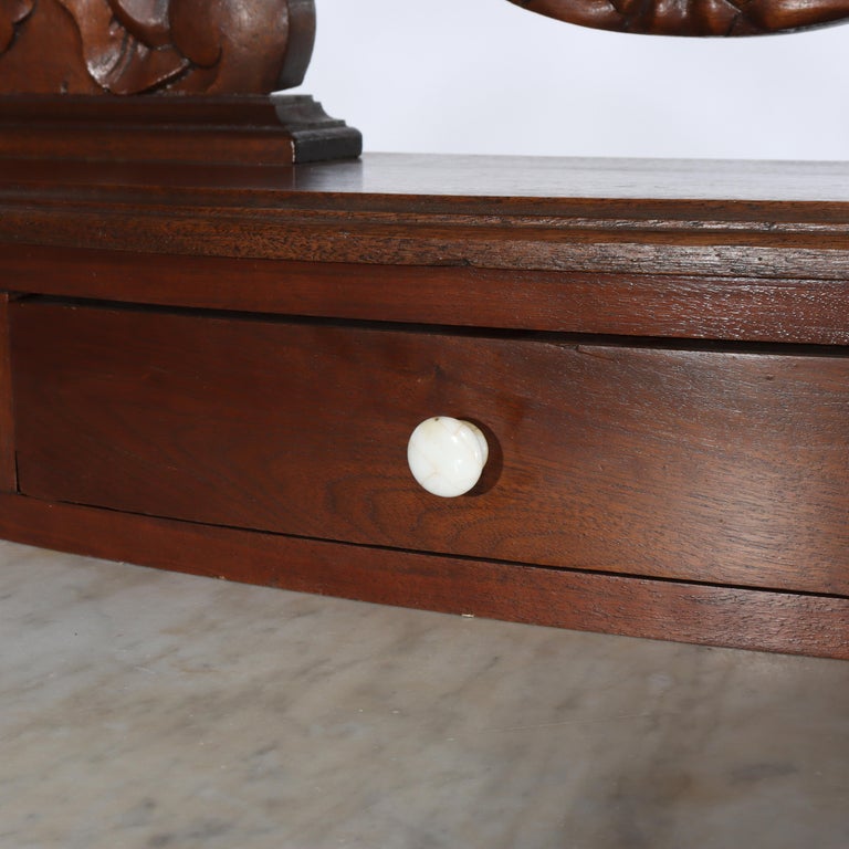 Antique Victorian Rococo Carved Walnut Marble Top Dresser With Mirror c1890