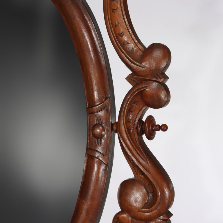 Antique Victorian Rococo Carved Walnut Marble Top Dresser With Mirror c1890