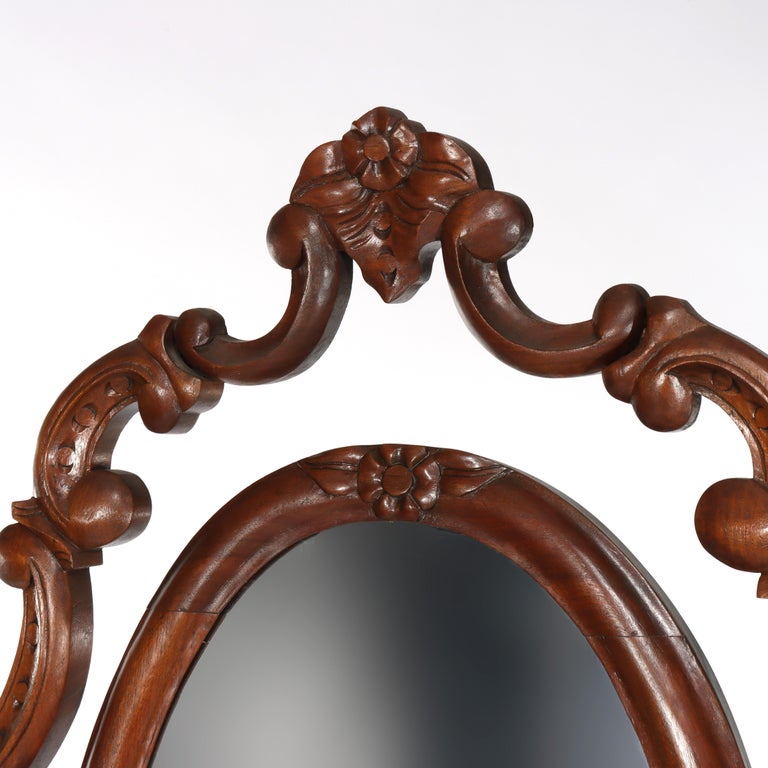 Antique Victorian Rococo Carved Walnut Marble Top Dresser With Mirror c1890