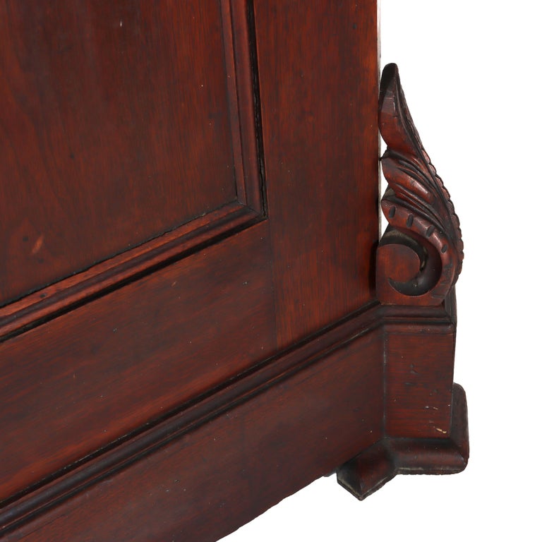 Antique Carved Walnut 2-Door 2-Drawer Washstand With Backsplash c1900