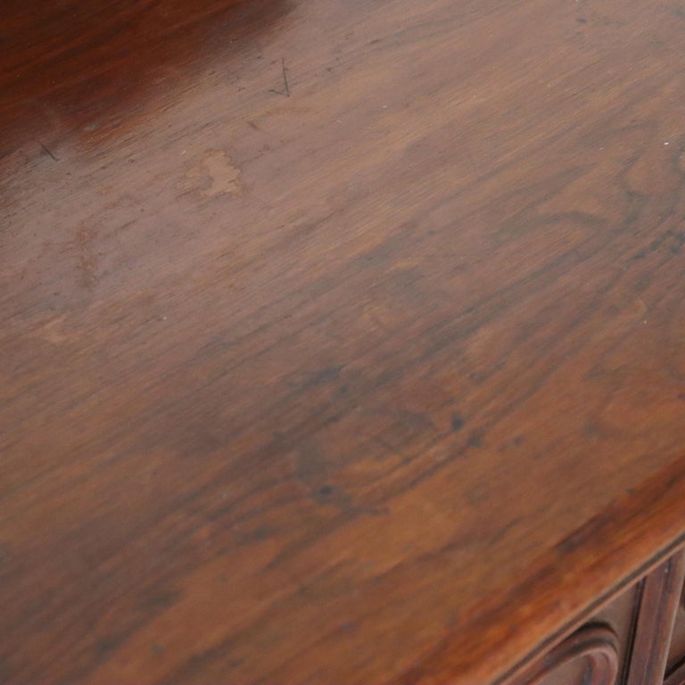 Antique Carved Walnut 2-Door 2-Drawer Washstand With Backsplash c1900