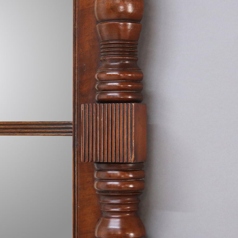 American Empire Federal Foliate Carved Mahogany Trumeau Wall Mirror C1835