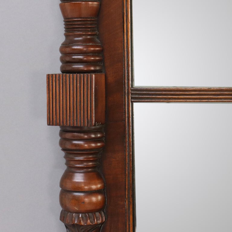 American Empire Federal Foliate Carved Mahogany Trumeau Wall Mirror C1835