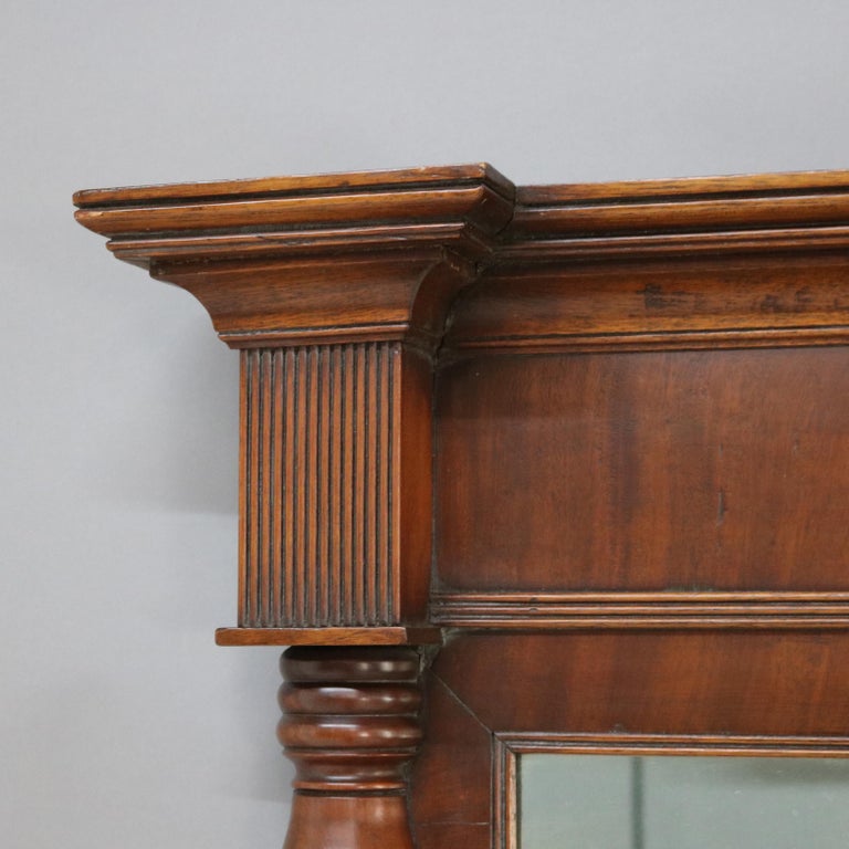 American Empire Federal Foliate Carved Mahogany Trumeau Wall Mirror C1835