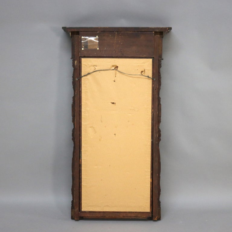 American Empire Federal Foliate Carved Mahogany Trumeau Wall Mirror C1835