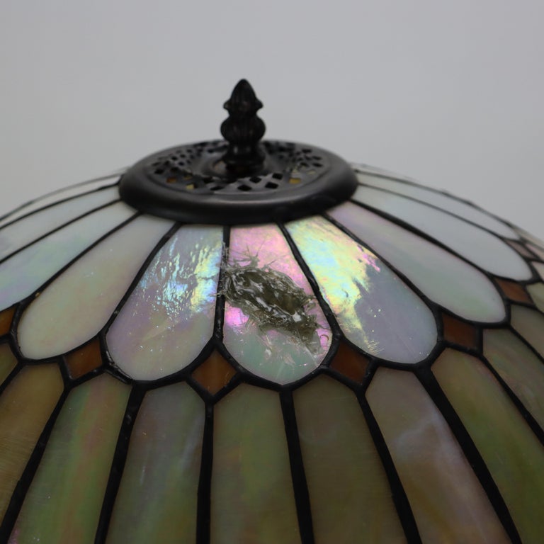 Arts & Crafts Leaded Stained Glass Table Lamp 20thC