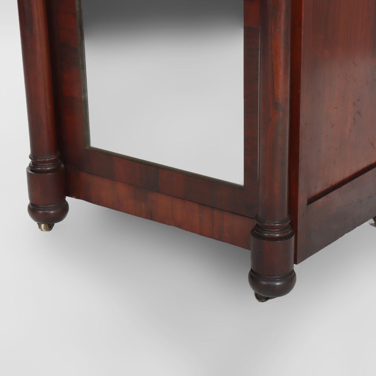 Quervelle School American Empire Classical Rosewood Marble Top Music Cabinet