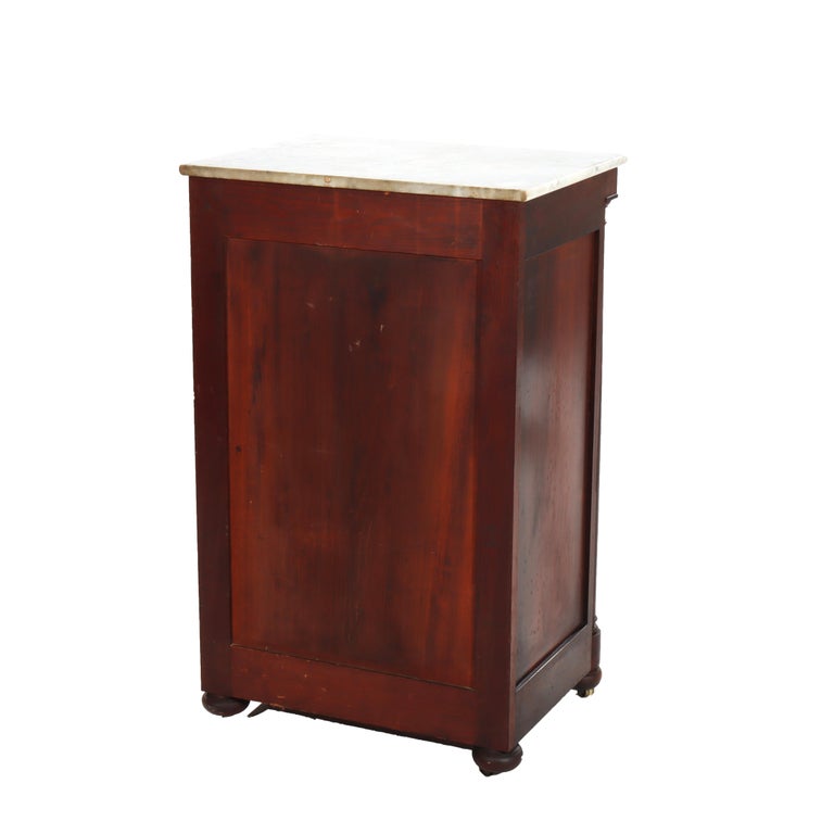 Quervelle School American Empire Classical Rosewood Marble Top Music Cabinet