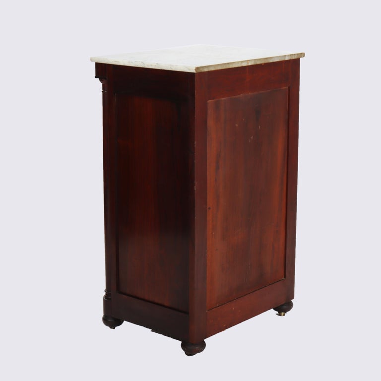 Quervelle School American Empire Classical Rosewood Marble Top Music Cabinet