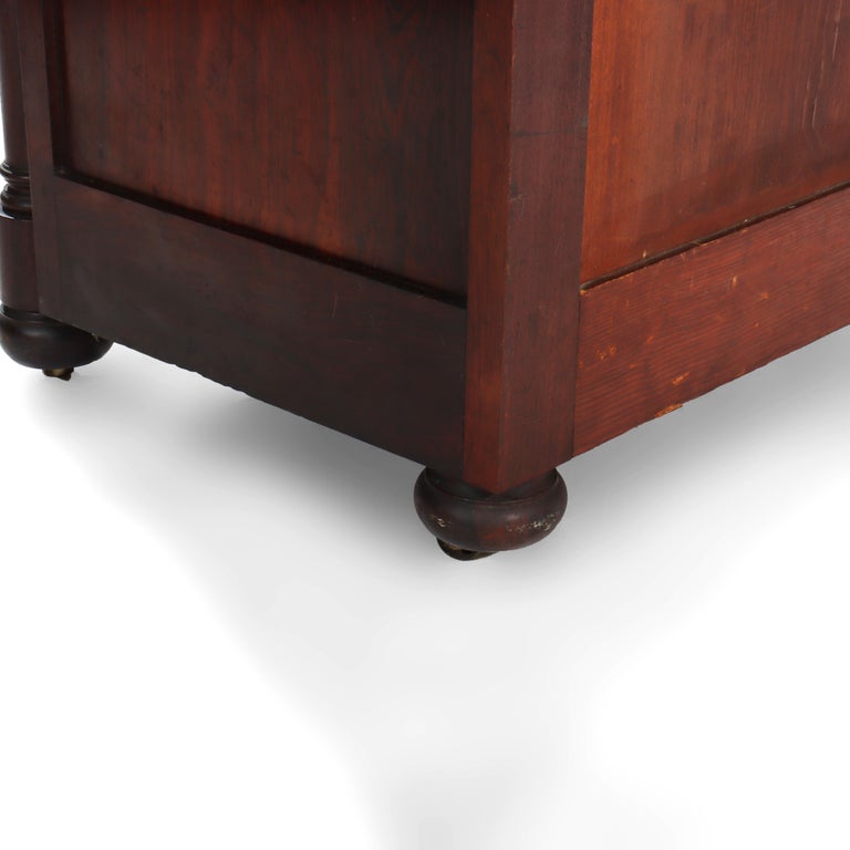Quervelle School American Empire Classical Rosewood Marble Top Music Cabinet