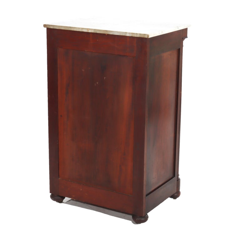 Quervelle School American Empire Classical Rosewood Marble Top Music Cabinet