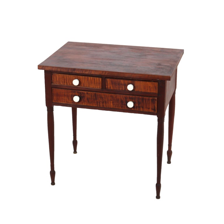 Antique Cherry & Tiger Maple 3-Drawer Small Server C1830