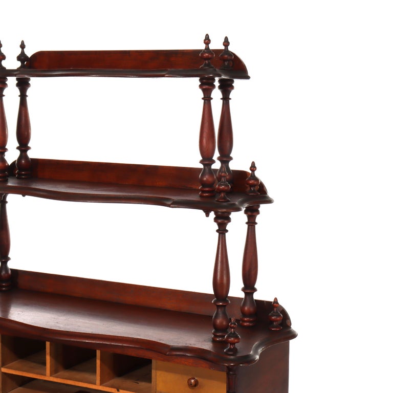 Victorian Rococo Revival Walnut Drop Front Etagere C1890