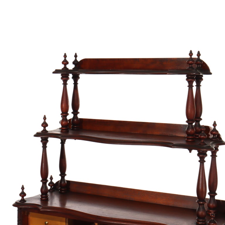 Victorian Rococo Revival Walnut Drop Front Etagere C1890