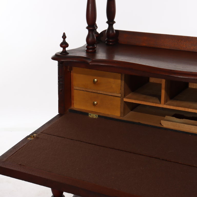 Victorian Rococo Revival Walnut Drop Front Etagere C1890