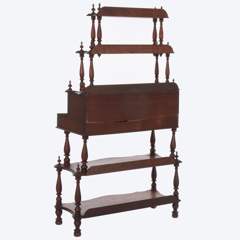 Victorian Rococo Revival Walnut Drop Front Etagere C1890